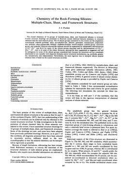 Chemistry of the Rockforming Silicates Multiplechain, Sheet, And