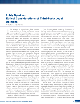 The Issuance of a Third-Party Legal Opinion