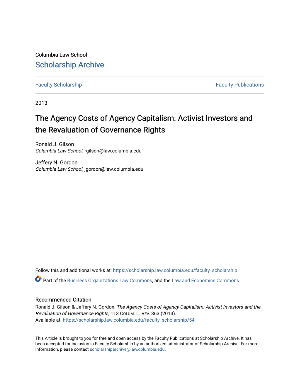 Activist Investors and the Revaluation of Governance Rights