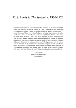 C. S. Lewis in the Spectator, 1920-1970