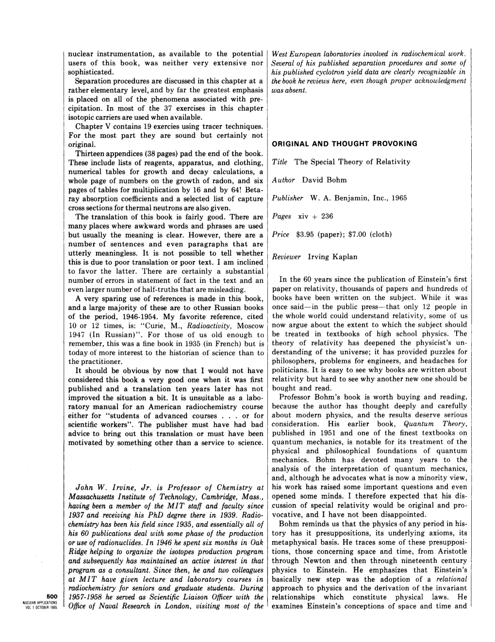 Nuclear Instrumentation, As Available to the Potential Users of This Book