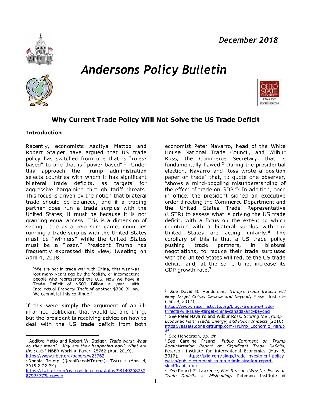 Andersons Policy Bulletin
