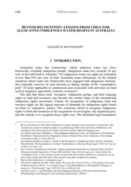 Lessons from Chile for Allocating Indigenous Water Rights in Australia