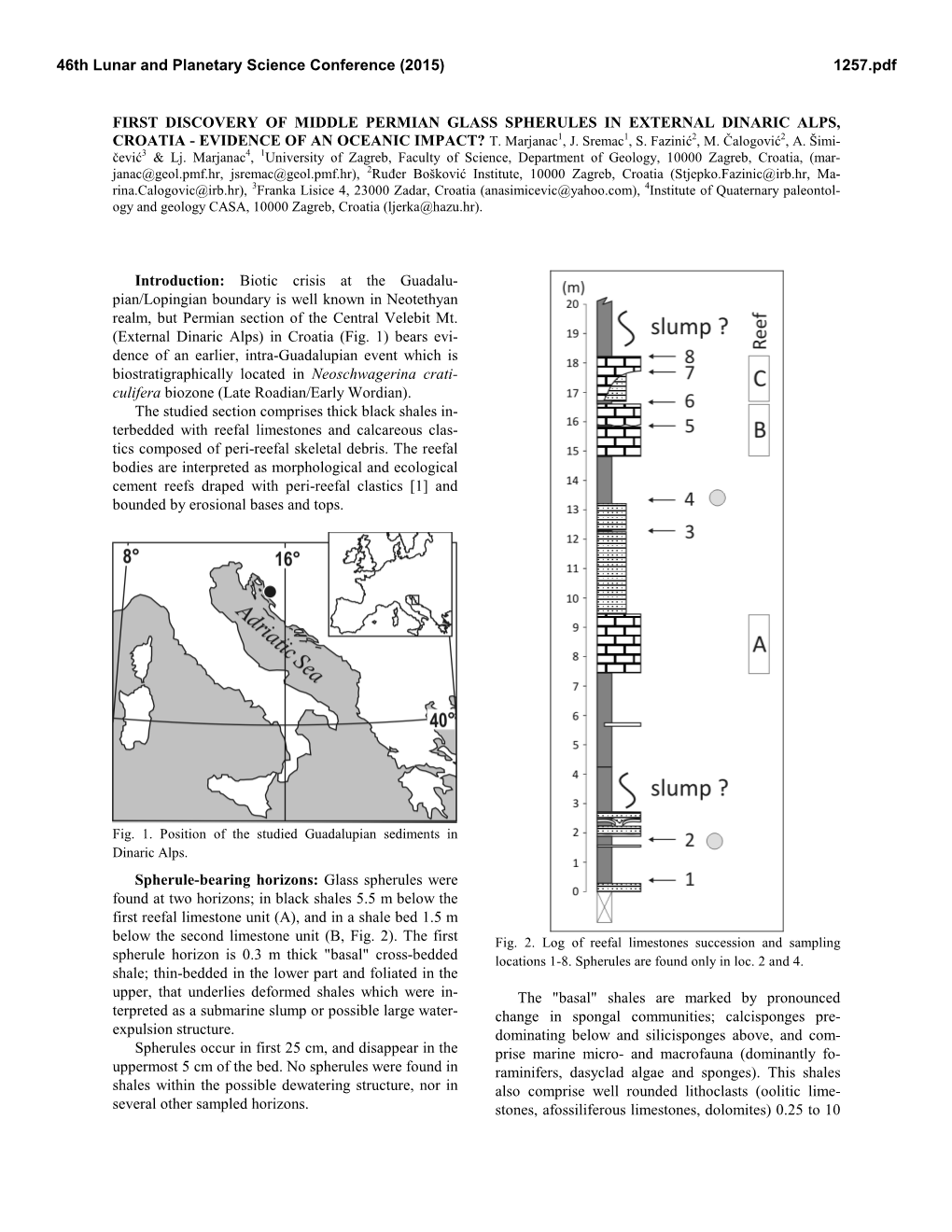 First Discovery of Middle Permian Glass Spherules in External Dinaric Alps, Croatia - Evidence of an Oceanic Impact? T