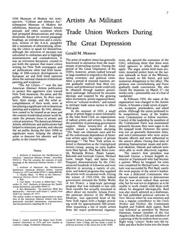 Artists As Militant Trade Union Workers During the Great Depression