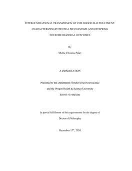 Intergenerational Transmission of Childhood Maltreatment