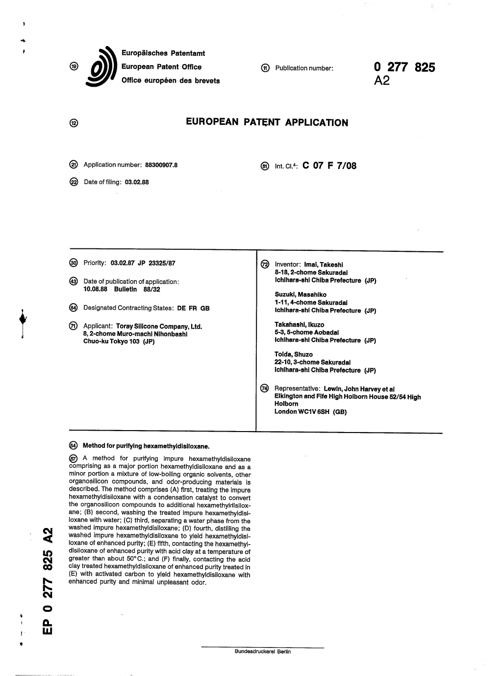 Method for Purifying Hexamethyldisiloxane