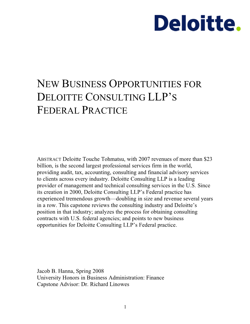 New Business Opportunities for Deloitte Consulting LLP's Federal
