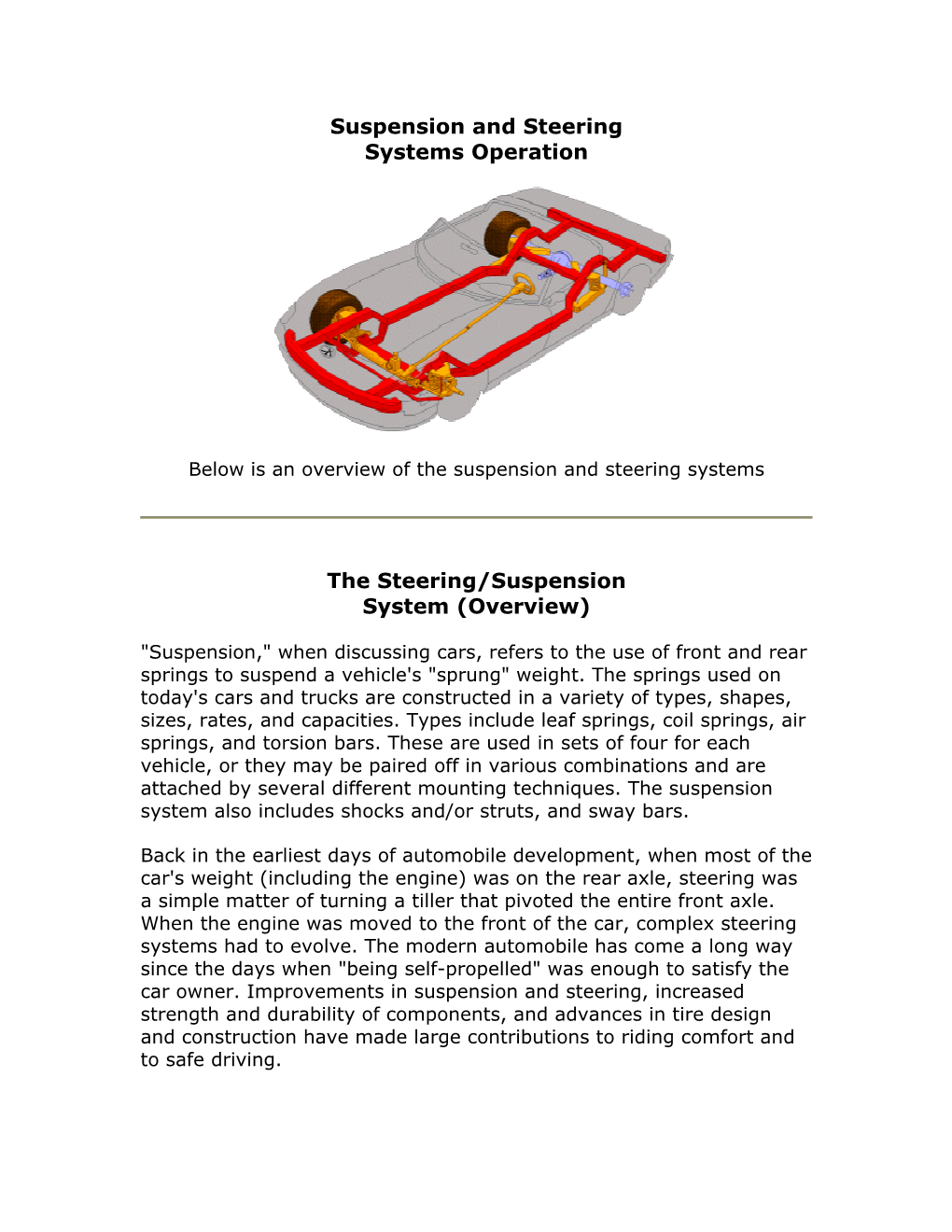 Suspension and Steering Systems Operation
