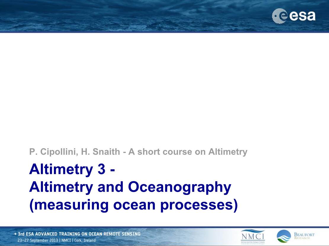 Altimetry and Oceanography (Measuring Ocean Processes)