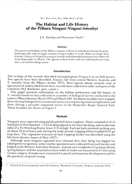 THE HABITAT and LIFE HISTORY of the PILBARA NINGAUI TIMEALEYI Download 449.72 KB
