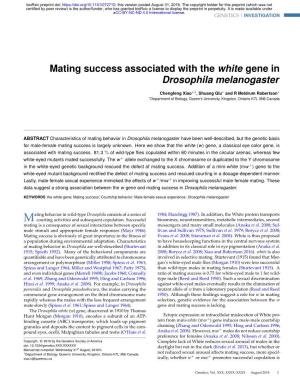 Mating Success Associated with the White Gene in Drosophila Melanogaster