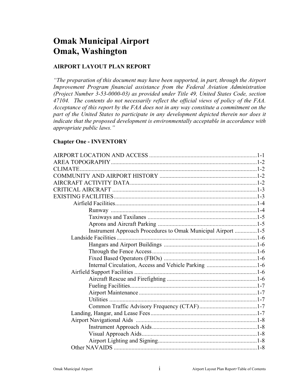 Omak Airport ALP Report