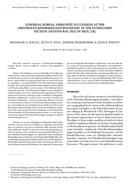 Suboreal/Boreal Ammonite Succession at the Oxfordian/Kimmeridgian Boundary in the Flodigarry Section (Staffin Bay, Isle of Skye, Uk)