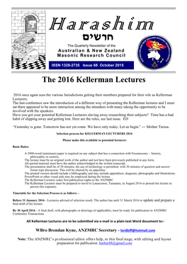 The 2016 Kellerman Lectures