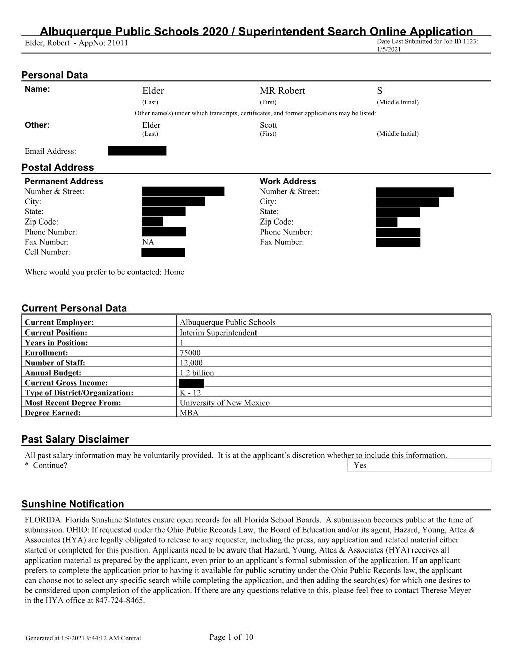 Robert Elder Application