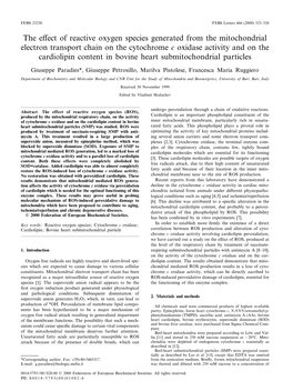 The Effect of Reactive Oxygen Species Generated from the Mitochondrial