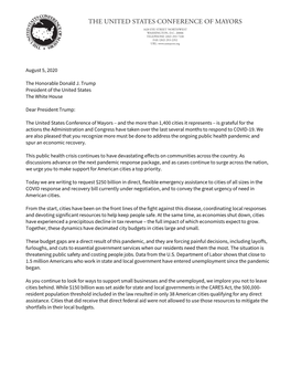 Mayors Letter to President Trump on Fiscal Assistance