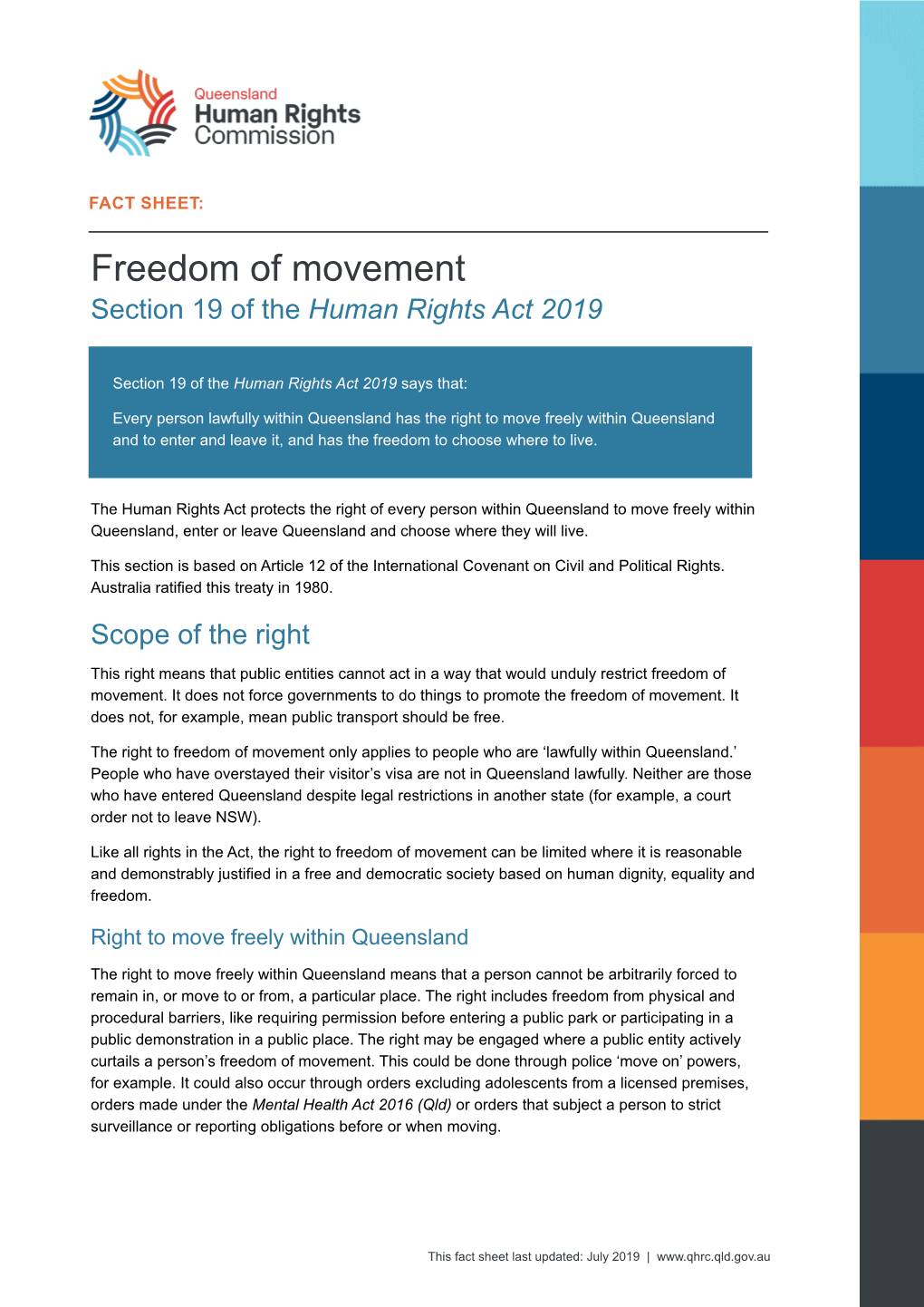 Freedom of Movement Section 19 of the Human Rights Act 2019