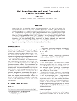 Fish Assemblage Dynamics and Community Analysis in the Han River