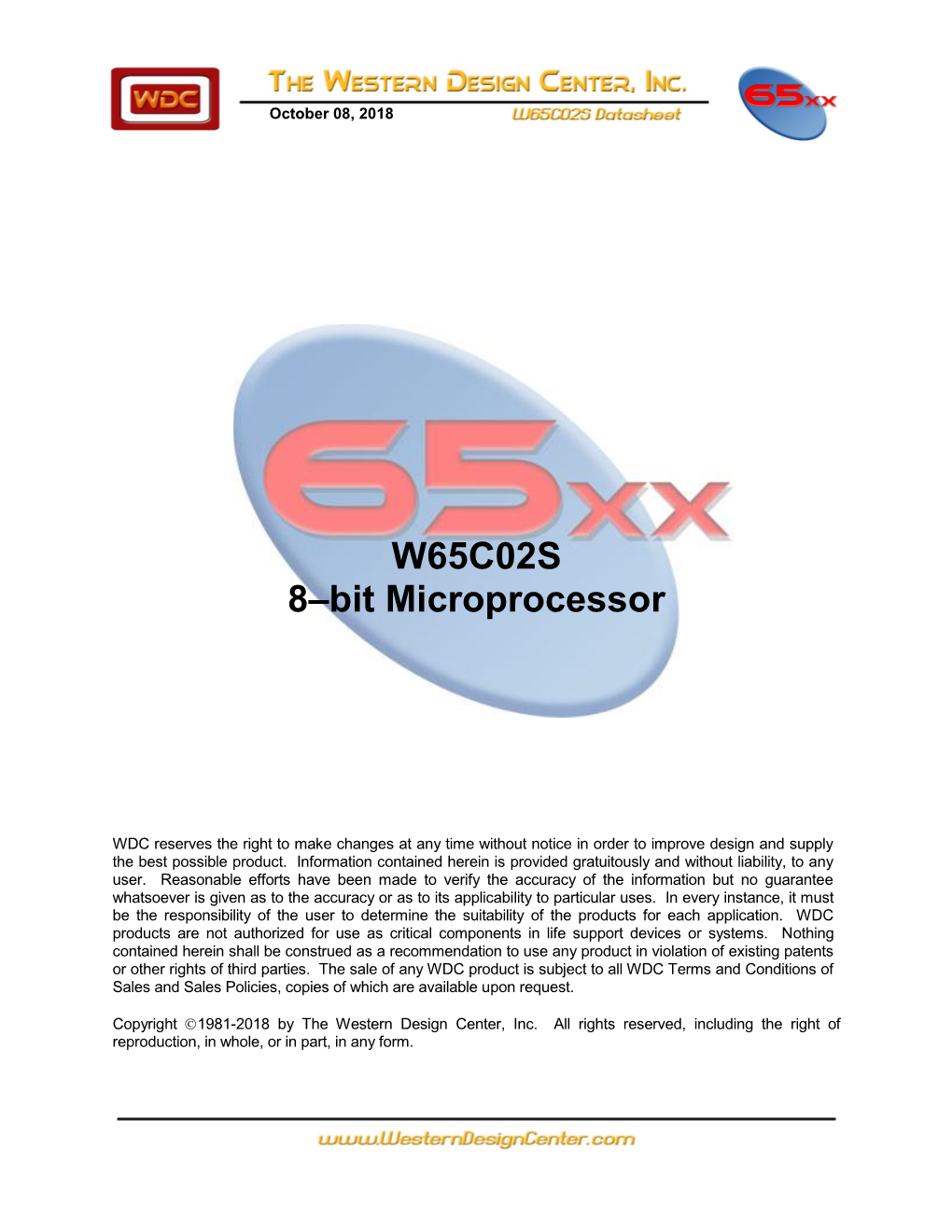 W65C02S 8–Bit Microprocessor