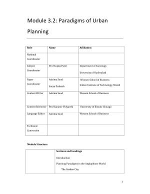Module 3.2: Paradigms of Urban Planning