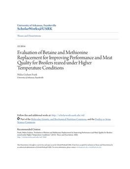 Evaluation of Betaine and Methionine Replacement for Improving