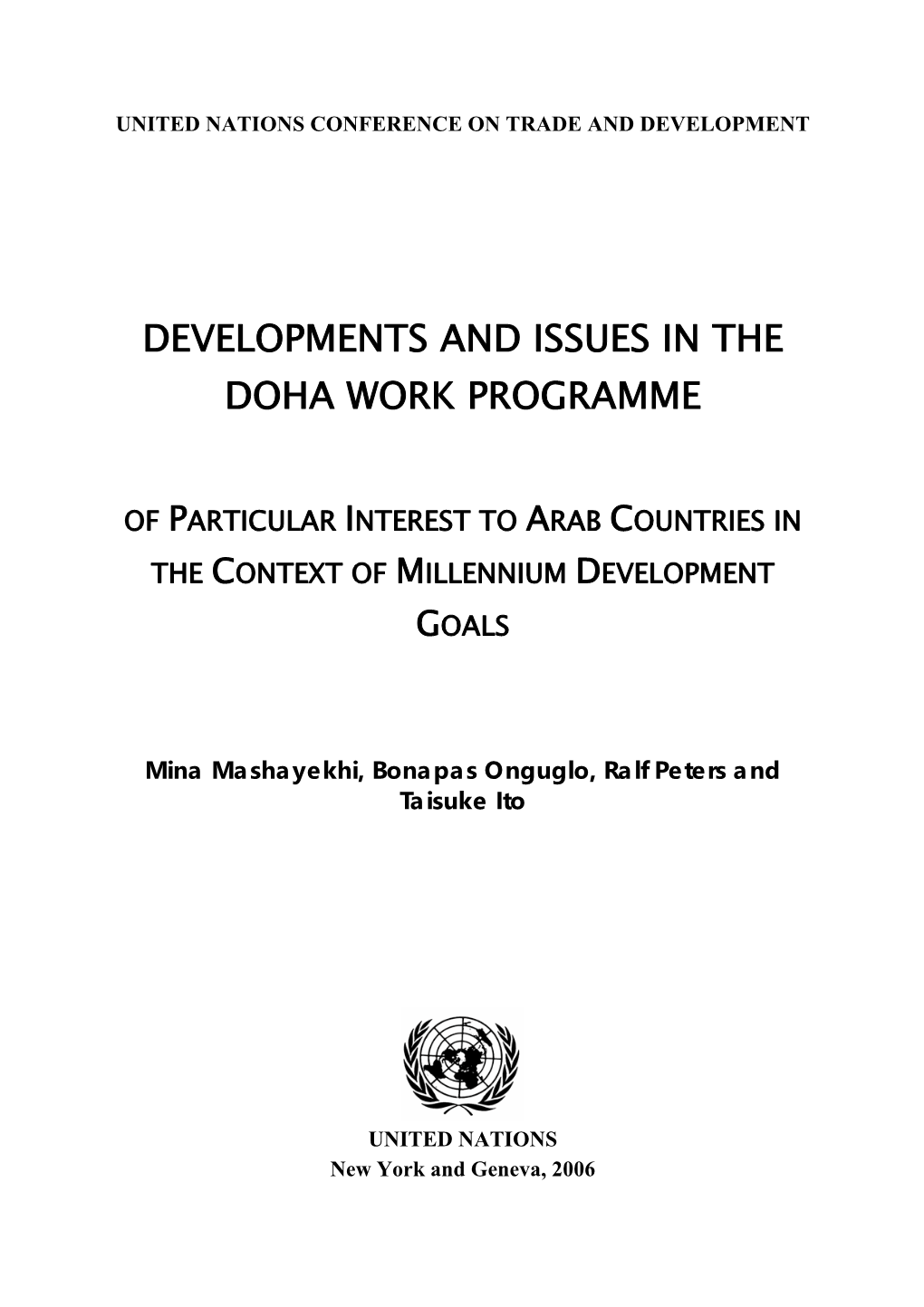 Developments and Issues in the Doha Work Programme