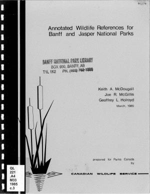 Annotated Wildlife Reference for Banff and Jasper National Parks