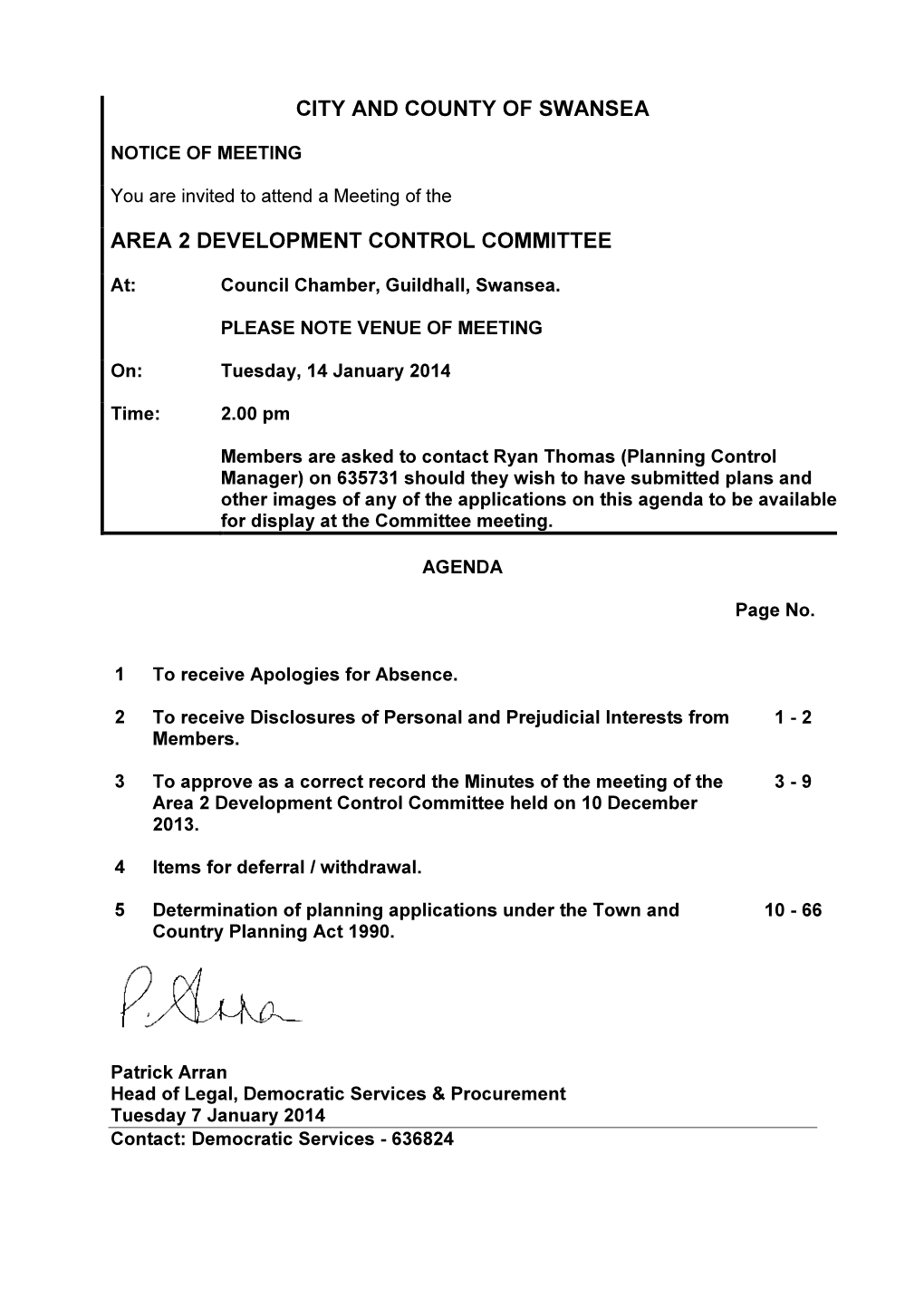 City and County of Swansea Area 2 Development Control Committee