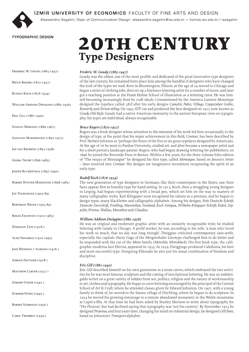 20Th Century Type Designers