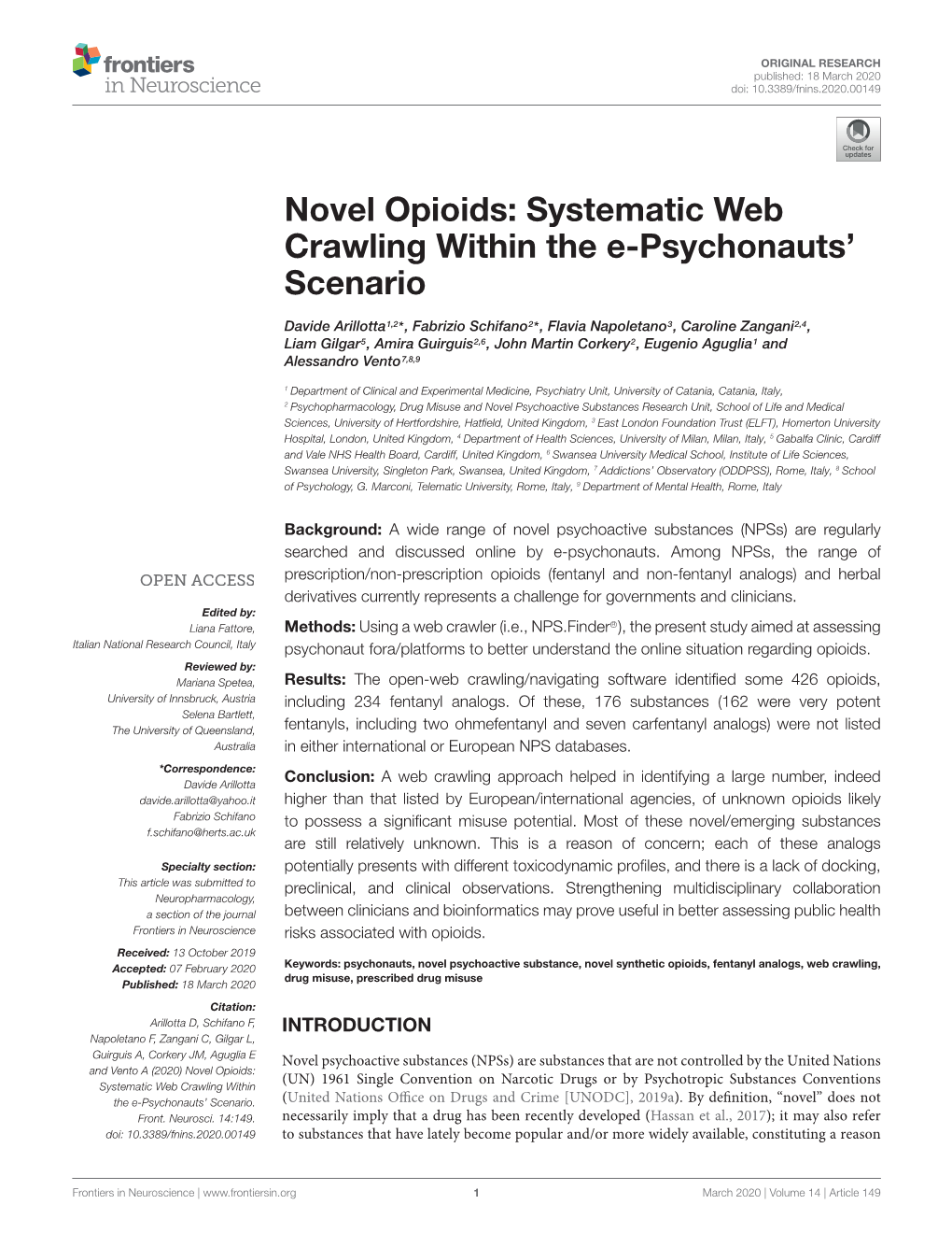 Novel Opioids: Systematic Web Crawling Within the E-Psychonauts’ Scenario