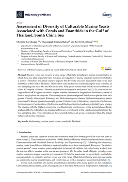 Assessment of Diversity of Culturable Marine Yeasts Associated with Corals and Zoanthids in the Gulf of Thailand, South China Sea