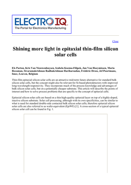 Shining More Light in Epitaxial Thin-Film Silicon Solar Cells