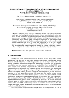 Experimental Study on Critical Heat Flux Behavior in Single Fuel Pin with and Without Wire Spacer