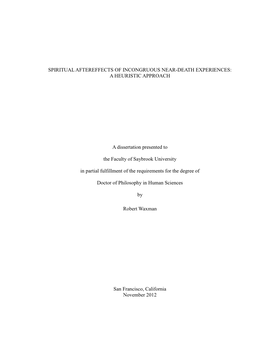 Spiritual Aftereffects of Incongruous Near-Death Experiences: a Heuristic Approach