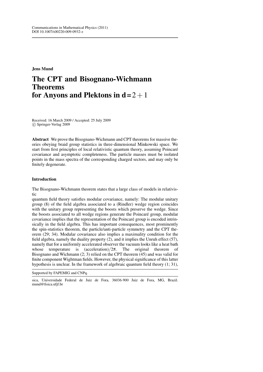 The CPT and Bisognano-Wichmann Theorems for Anyons and Plektons in D=2 + 1