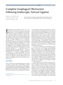 Complete Esophageal Obstruction Following Endoscopic Variceal Ligation