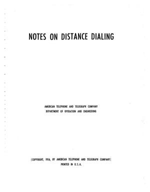 Notes on Distance Dialing, 1956