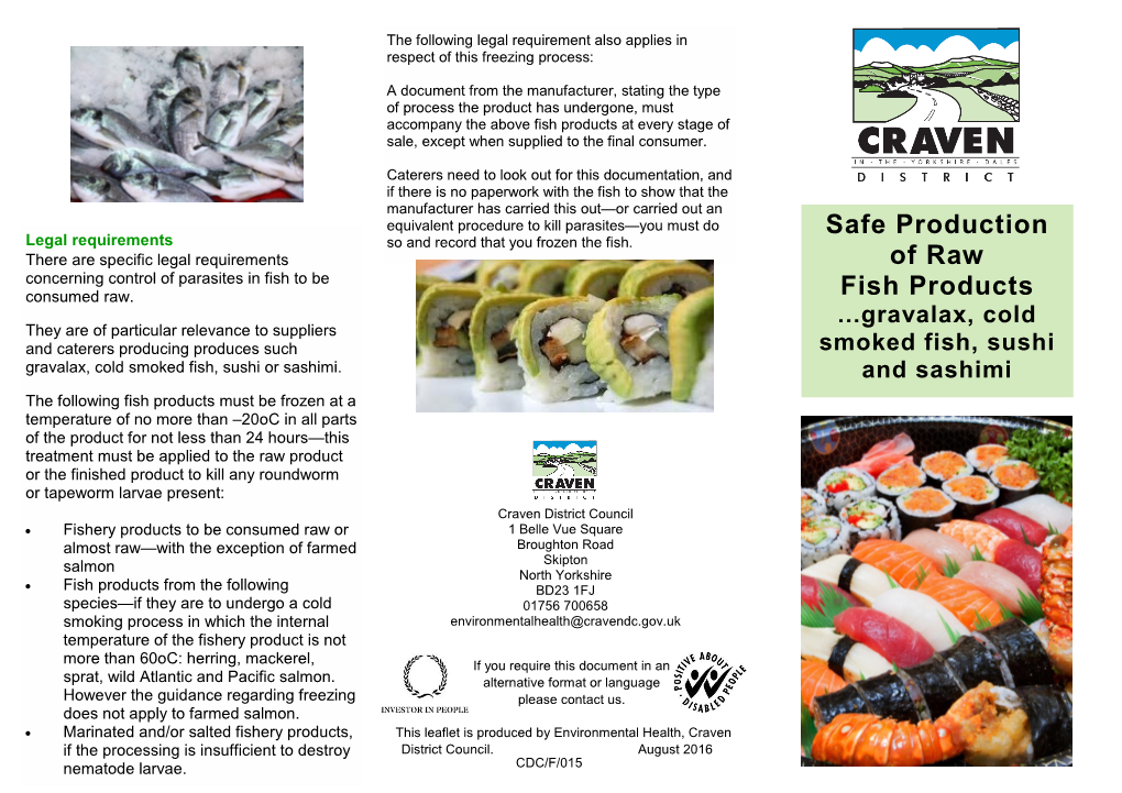 Safe Production of Raw Fish Products