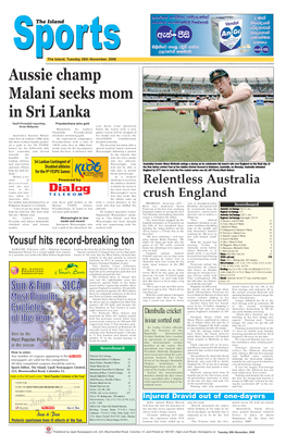 Aussie Champ Malani Seeks Mom in Sri Lanka