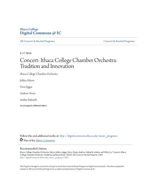 Concert: Ithaca College Chamber Orchestra: Tradition and Innovation Ithaca College Chamber Orchestra