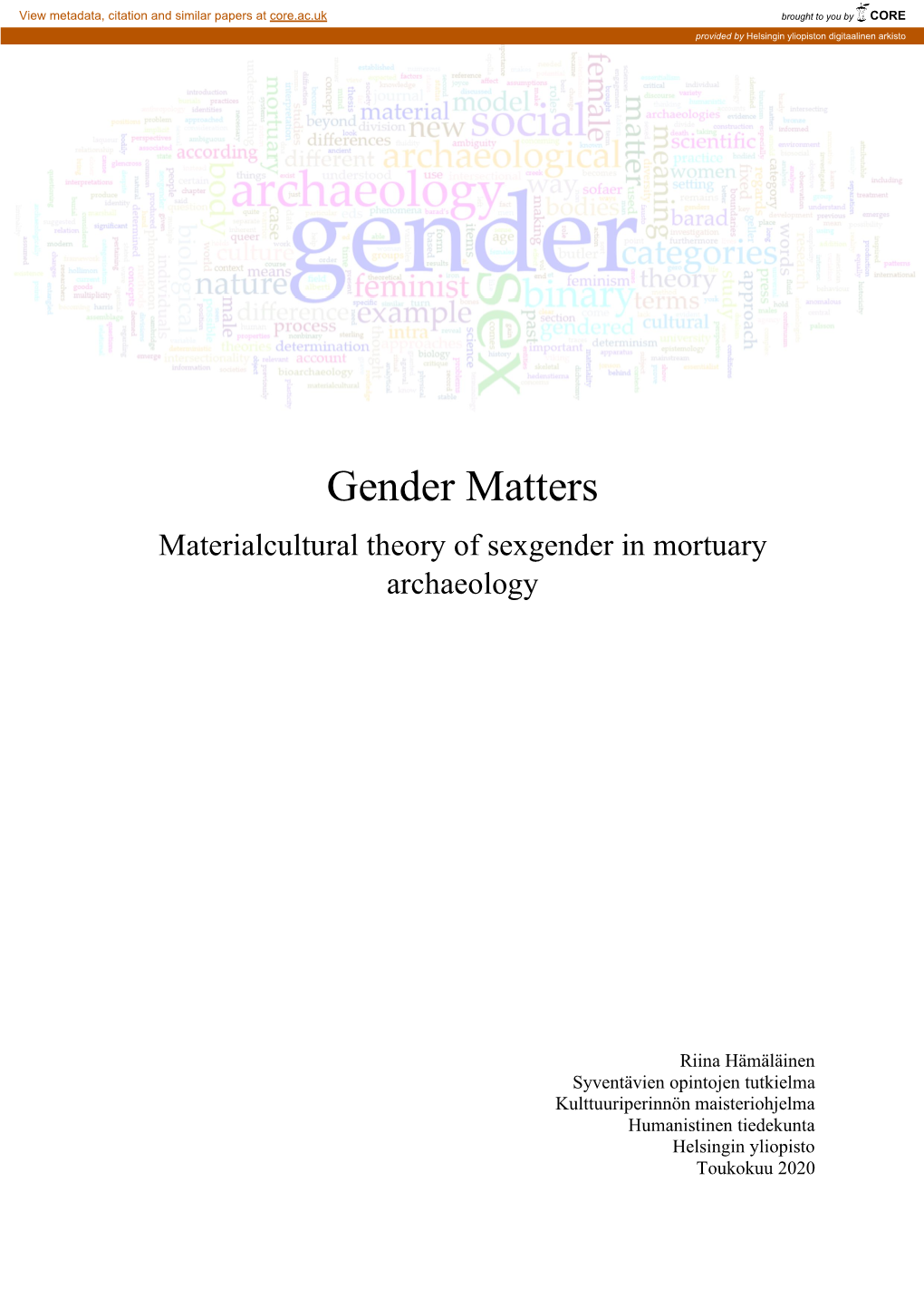 Gender Matters Materialcultural Theory of Sexgender in Mortuary Archaeology
