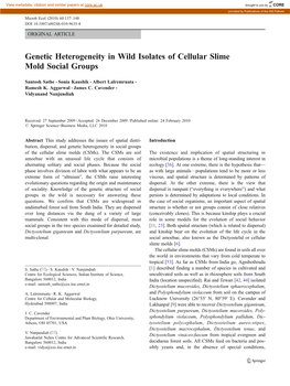 Genetic Heterogeneity in Wild Isolates of Cellular Slime Mold Social Groups