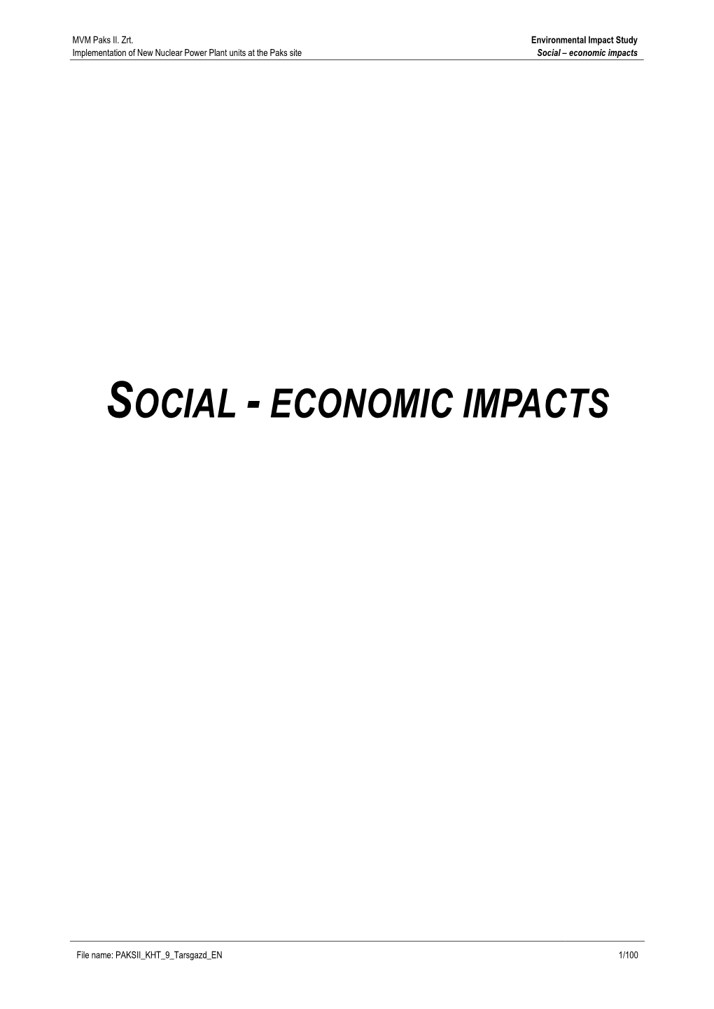 Social – Economic Impacts