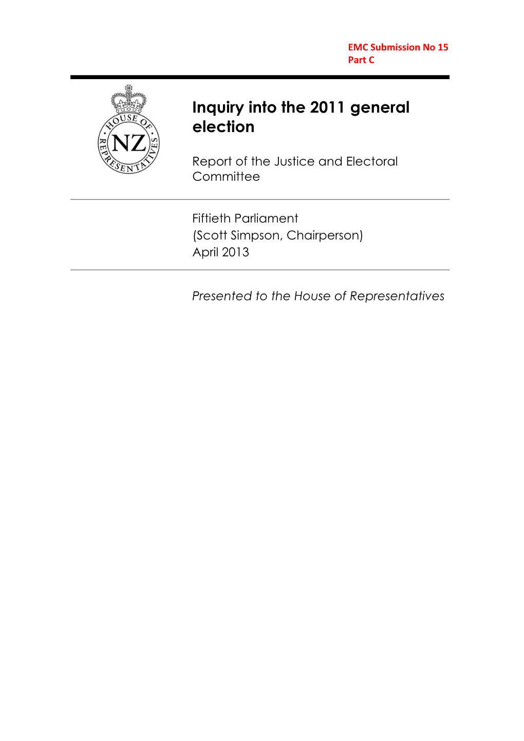 Inquiry Into the 2011 General Election