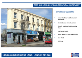 London Retail & Residential Investment Freehold London Retail & Residential Investment