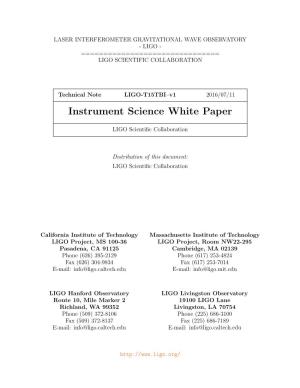 Instrument Science White Paper