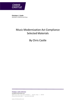 Music Modernization Act Compliance Selected Materials by Chris Castle
