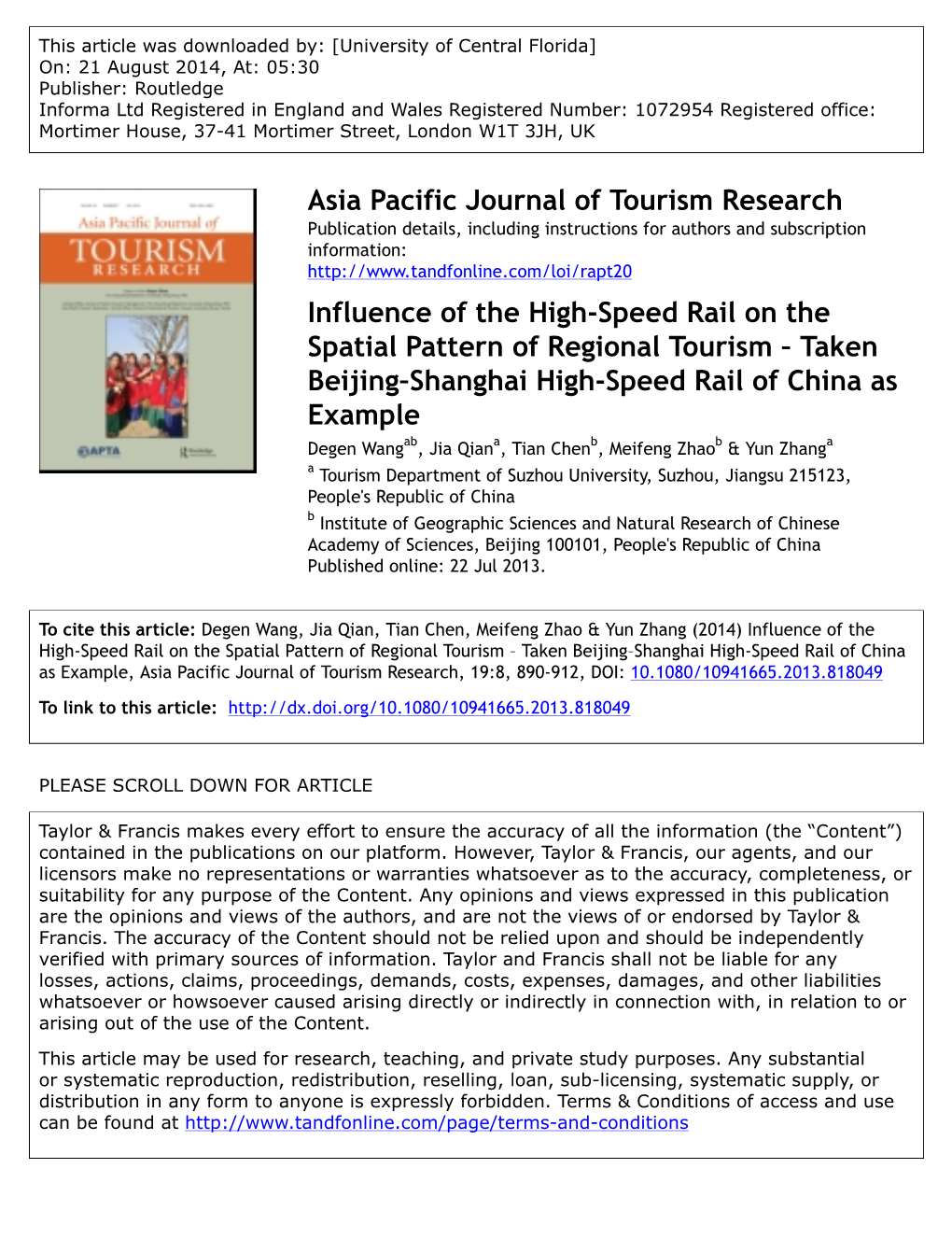 Influence of the High-Speed Rail on the Spatial